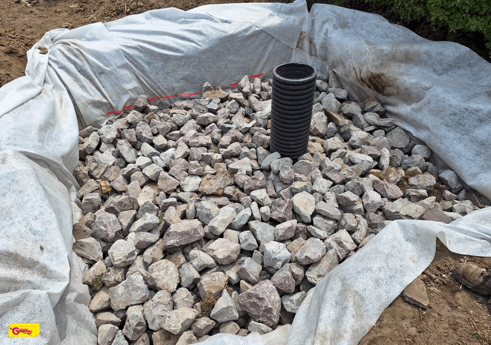 Photographie d'un chantier d'assainissement (Calvados)