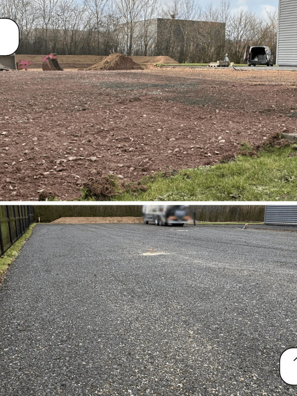 Terrassement plateforme industrielle - AVANT _ APRES